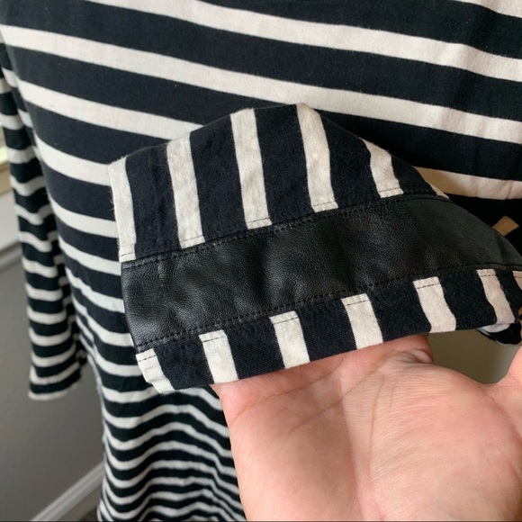 J. Crew Striped Faux Leather Sleeve Stripe Top - Picture 6 of 14